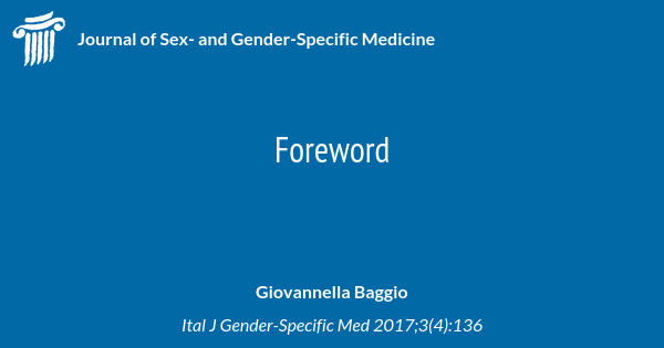 Foreword Journal Of Sex And Gender Specific Medicine Official