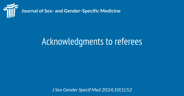 Acknowledgments To Referees Journal Of Sex And Gender Specific