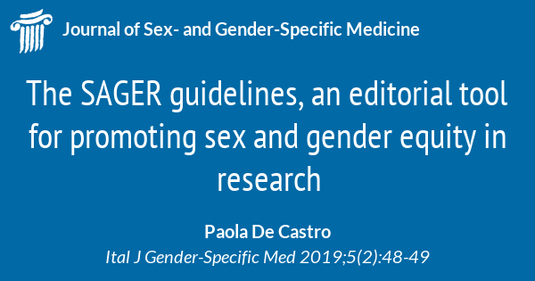 The Sager Guidelines An Editorial Tool For Promoting Sex And Gender Equity In Research 6577